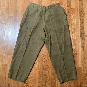Eileen Fisher Gold Linen Blend Pants Slacks Womens Size XL Tapered Fit.